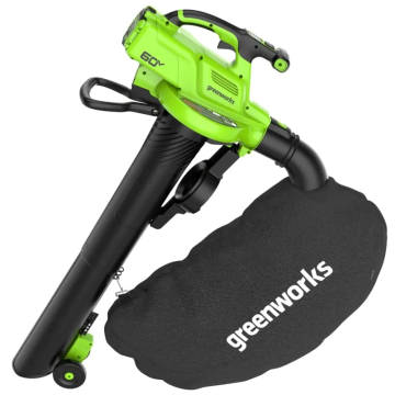 Воздуходувка-пылесос аккумуляторная GREENWORKS GD60BVII, 60V, бесщеточная