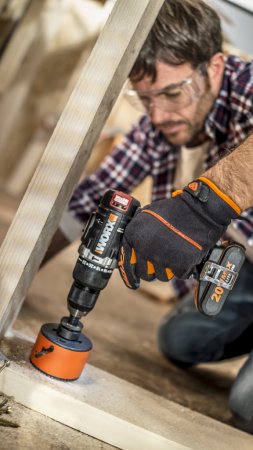 Дрель-шуруповерт ударная WORX WX373.9, аккумуляторная 20V 60Нм, бесщеточная, Без аккумулятора и зарядного устройства