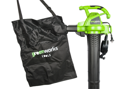 Воздуходув-садовый пылесос электрический GREENWORKS GBV2800, 2800W
