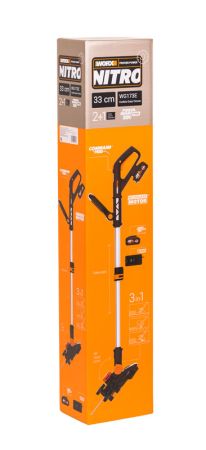 Триммер аккумуляторный бесщёточный WORX WG173E, 20В, 33см, 4Ач х1, ЗУ 2А, коробка