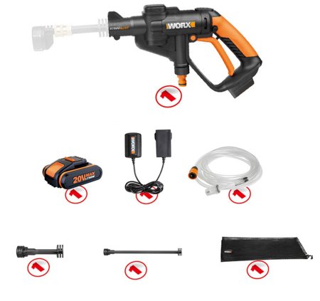 Мойка высокого давления WORX WG629E.9, аккумуляторная, 20В, 22 бар, Без аккумулятора и зарядного устройства Мойка высокого давления WORX WG629E.9, аккумуляторная, 20В, 22 бар, Без аккумулятора и зарядного устройства