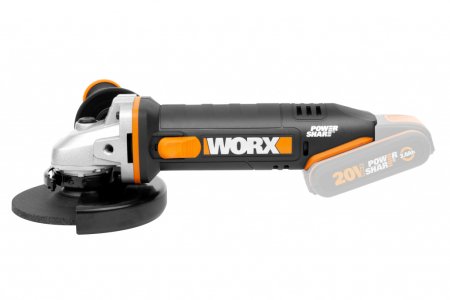 Угловая шлифмашина WORX WX803.9 аккумуляторная 20V, 125мм, Без аккумулятора и зарядного устройства