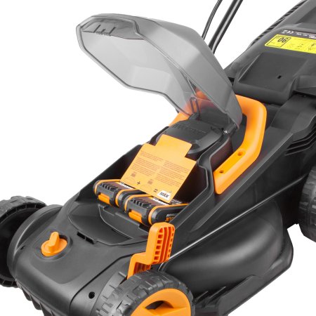 Газонокосилка аккумуляторная WORX WG779E.9, 40В, 34 см, 2 аккумулятора по 2,5 Ач + двойное ЗУ 2x2A