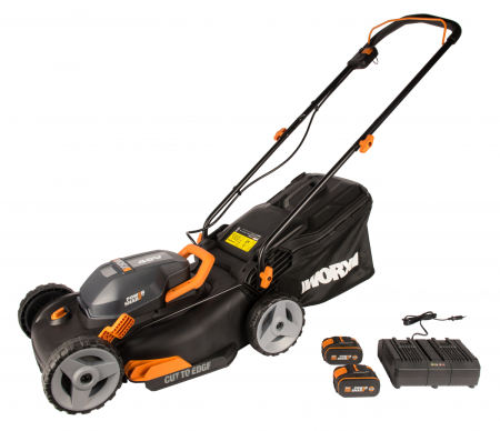 Газонокосилка аккумуляторная WORX WG743E.9, 40V Li Lawn Mower, 40см, 2 аккумулятора по 4 Ач + двойное ЗУ 2x2A