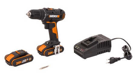 Дрель-шуруповерт аккумуляторная WORX WX108, 50Нм, 20В, 2Ач x2, ЗУ 2А, кейс