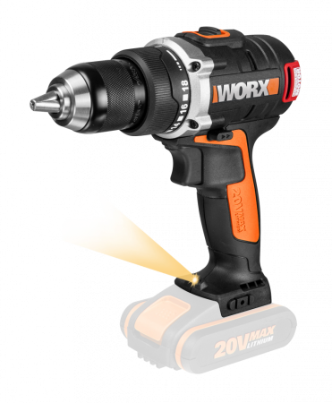 Дрель-шуруповерт WORX BL WX175.9 аккумуляторная, 60Нм, 20В, бесщеточная, Без аккумулятора и зарядного устройства