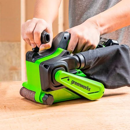 Ленточная шлифовальная машина бесщеточная аккумуляторная GREENWORKS, 24V, без АКБ и ЗУ