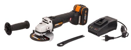 Угловая шлифмашина бесщёточная аккумуляторная WORX WX813, 115мм, 20В, 4Ач х1, ЗУ 2А