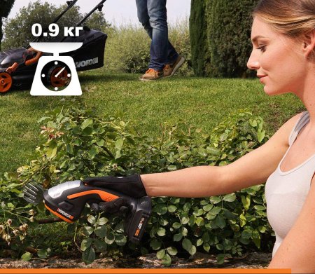 Ножницы для стрижки травы и кустарников в комплекте с тяпкой WG801E.5, c АКБ 1*2Ач и ЗУ, 1 аккумулятор 2 Ач + зарядное устройство