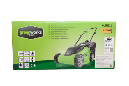Газонокосилка электрическая GREENWORKS GLM1232, 1200W, 33 см