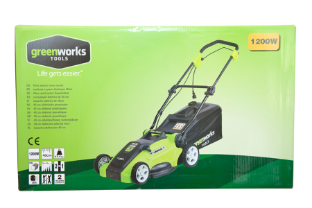 Газонокосилка электрическая GREENWORKS GLM1240, 1200W, 40 см