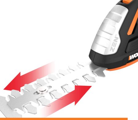 Ножницы для стрижки травы и кустарников в комплекте с тяпкой WG801E.5, c АКБ 1*2Ач и ЗУ, 1 аккумулятор 2 Ач + зарядное устройство