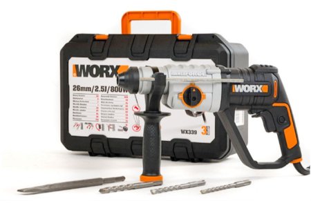 Перфоратор WORX WX339 электрический 220V, 800Вт, в кейсе