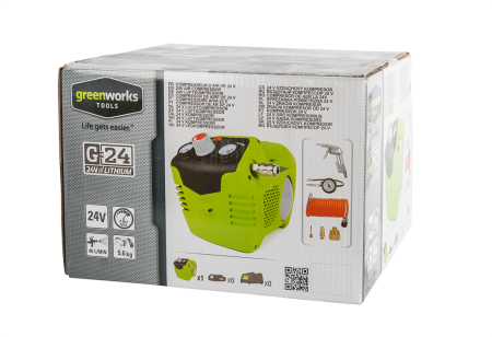 Компрессор аккумуляторный GREENWORKS G24AC, 24V, без аккумулятора и ЗУ